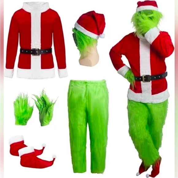 Grinch costume 6 Pieces for Christmas and holiday events Size L - Picture 2 of 6